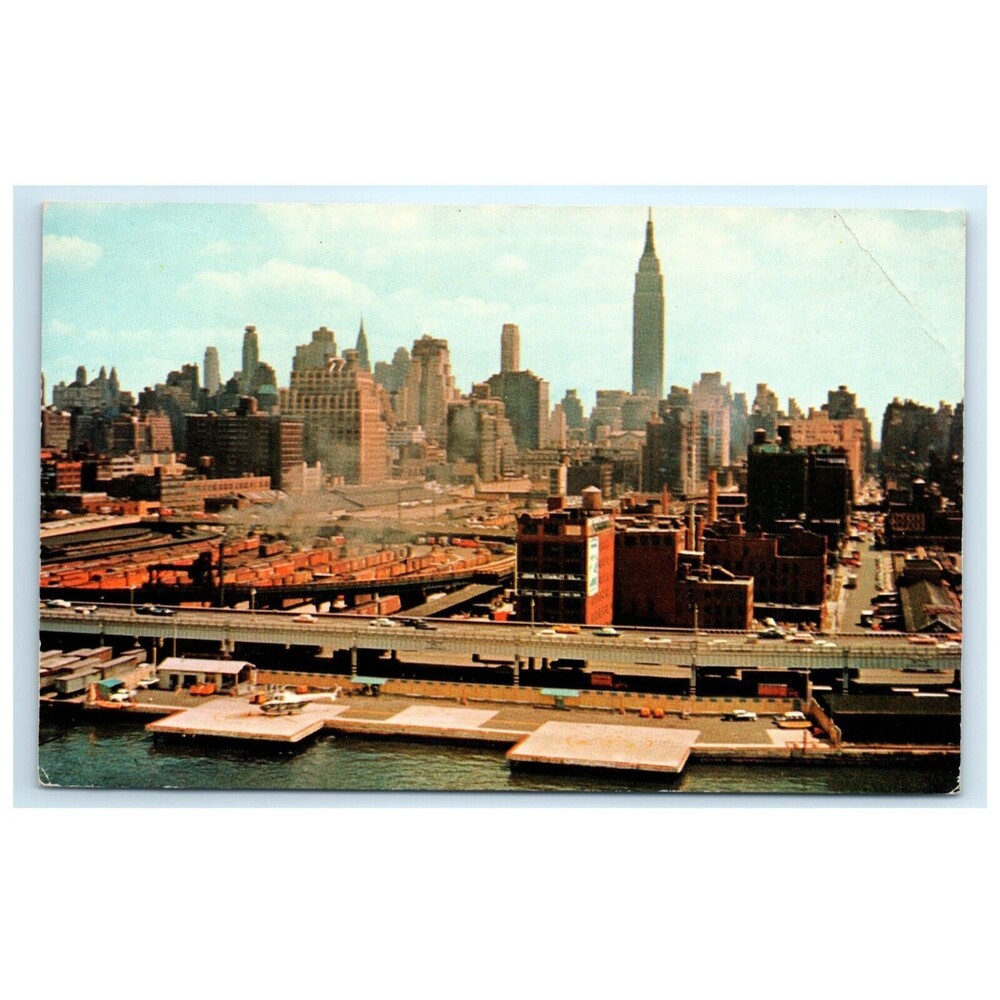 Vintage Postcard New York City Port Authority West 30th Street Helipad Manhattan